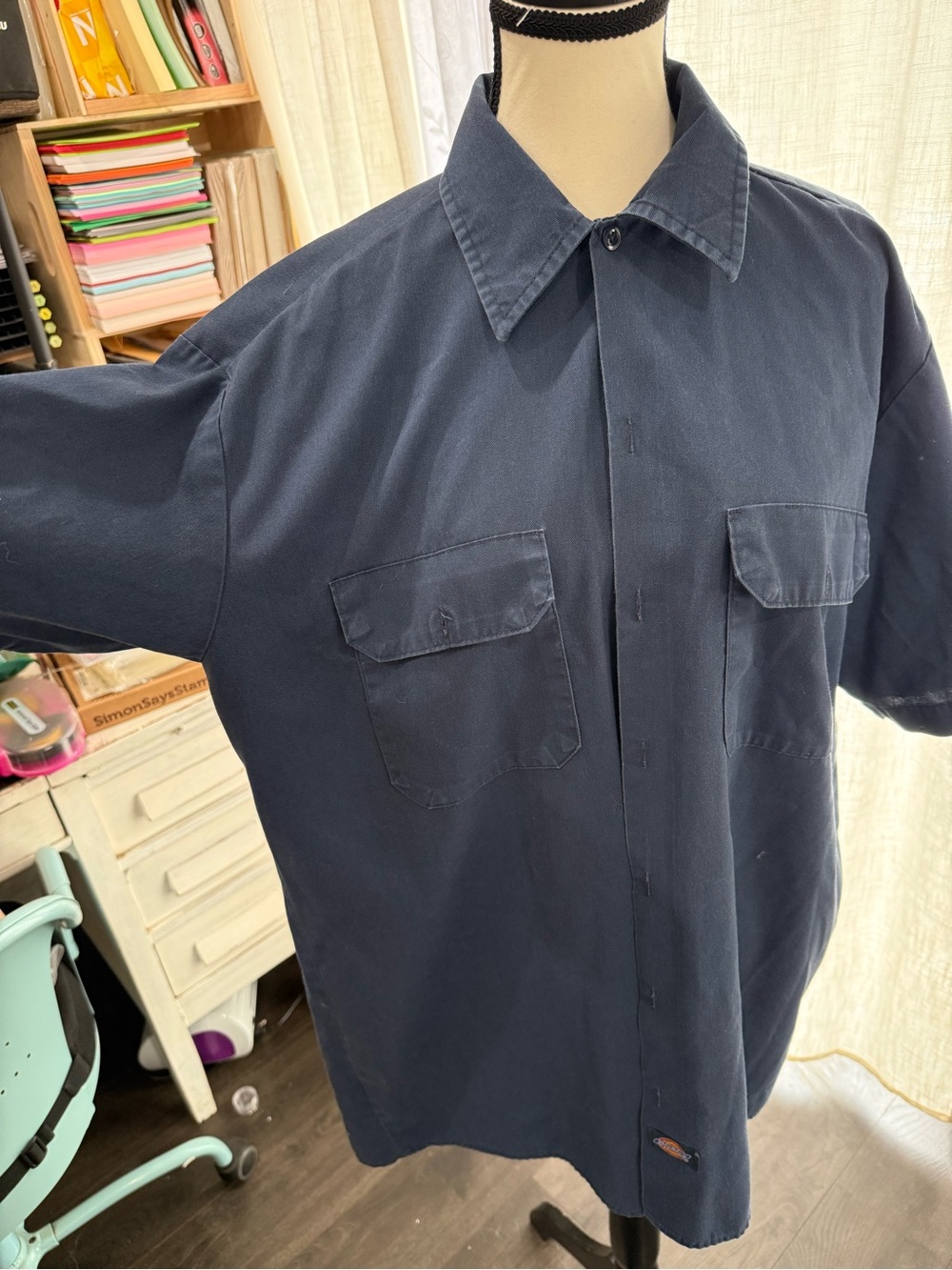 Dickies Navy Short-Sleeve Work Shirt Jacket